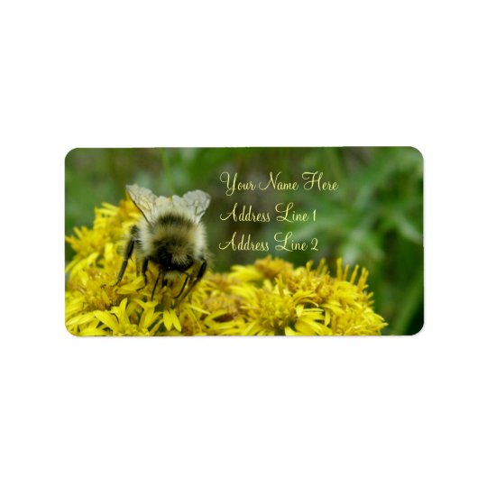 Étiquette Abeille sur l'or, Solidago