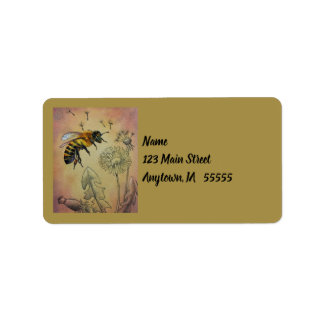 Étiquette Abeille vintage no 4 Dandelion Aquarelle Art