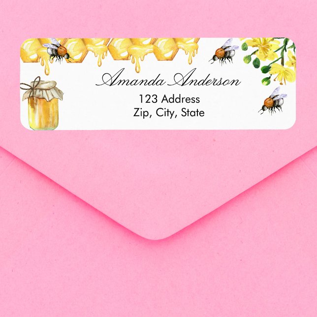 Étiquette Abeilles bourdonnes adresse florale de retour de m (Créateur téléchargé)