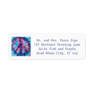Étiquette Abstrait Pink Purple Blends Peace Sign Address