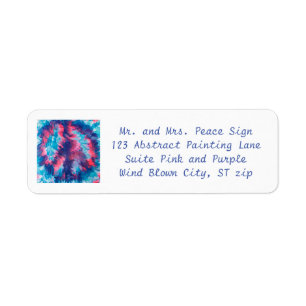Étiquette Abstrait Pink Purple Blues Peace Sign Adresse
