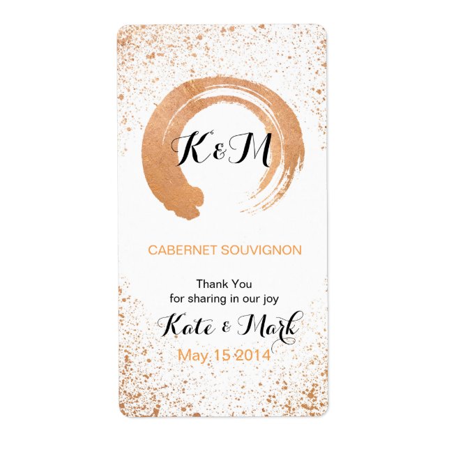 Étiquette Accessoires de table de mariage en cuivre Spray (Devant)