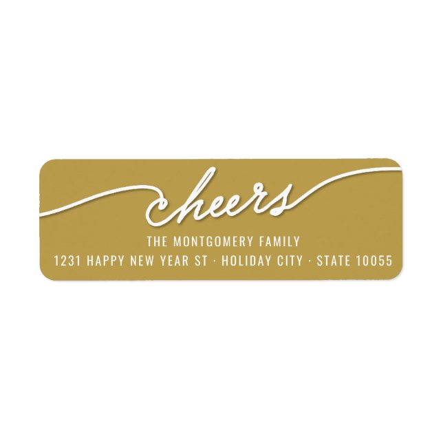 Étiquette Accueil moderne Calligraphie Gold Holiday Adresse (Devant)