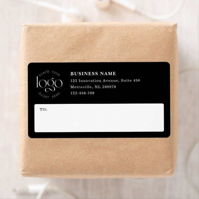 Étiquette Add Your Own Logo Custom Business Black Shipping (En situation)