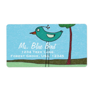 Étiquette Address Labels, Cute bird and tree