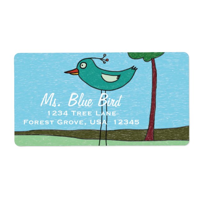 Étiquette Address Labels, Cute bird and tree (Devant)