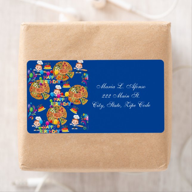 Étiquette Address Return Labels Pizza Pies Happy Birthday (En situation)