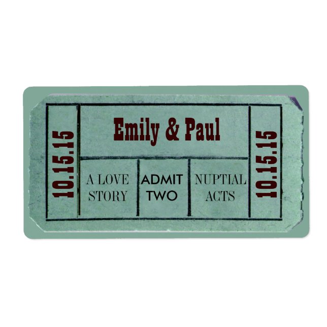 Étiquette Admettre DEUX BILLETS Save the Date (Devant)