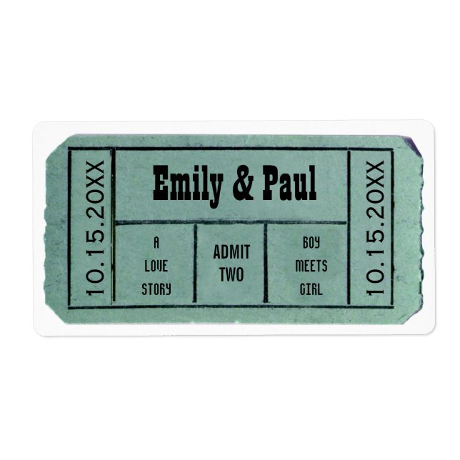 Étiquette Admettre DEUX enregistrer la date TICKET (Devant)