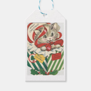 Étiquette adorable de cadeau de chaton de Noël