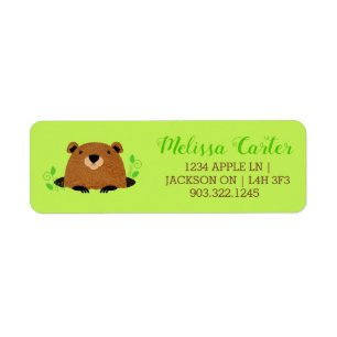 Étiquette Adorable Motif de la marmotte de bois