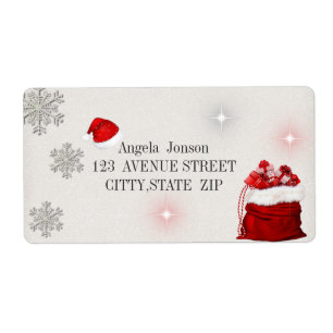 Étiquette Adorable Présenta, pailleté, chapeau de Père Noël