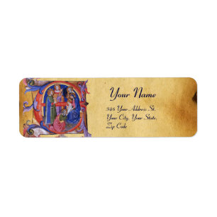 ÉTIQUETTE ADORATION DE PARCHEMIN DE NOËL DE NATIVITÉ DE MA