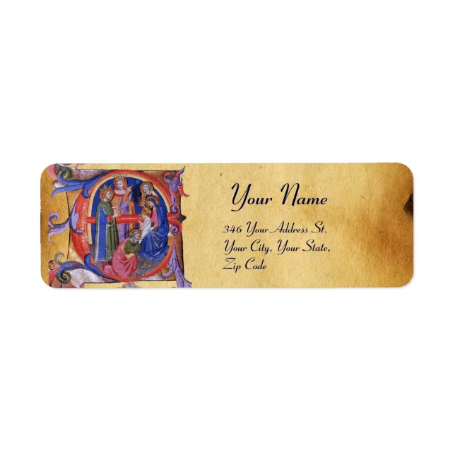 ÉTIQUETTE ADORATION DU PARCHEMENT MAGI NATIVITÉ NOËL (Devant)