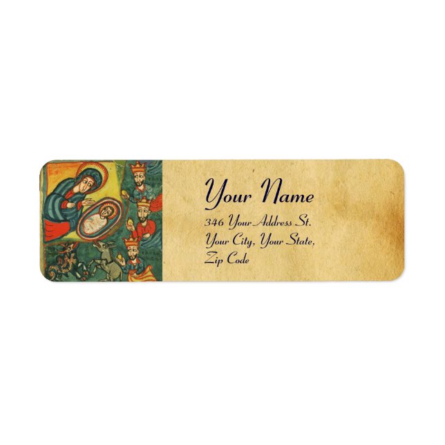 ÉTIQUETTE ADORATION DU PARCHEMENT MAGI NATIVITÉ NOËL (Devant)