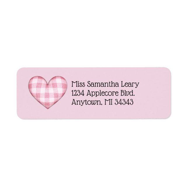 Étiquette Adresse 3D coeur plaid avec texte personnalisé (Devant)