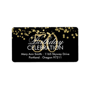 Étiquette Adresse 50e anniversaire Gold Foil Confetti