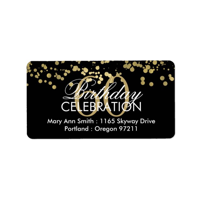 Étiquette Adresse 60e anniversaire Gold Foil Confetti (Devant)