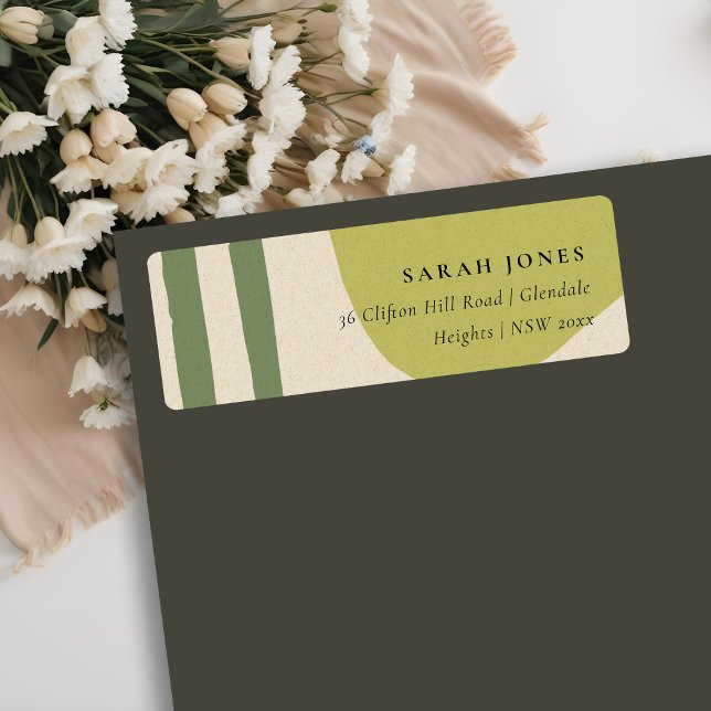 ÉTIQUETTE ADRESSE ARTISTIQUE ABSTRAITE MODERNE LIME GREEN KR (Créateur téléchargé)