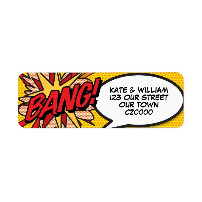 Étiquette Adresse BANG Fun Rétro Bande Dessinée Pop Art (Devant)