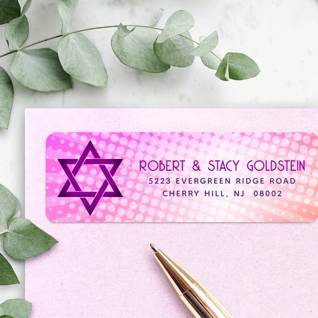 Étiquette Adresse Bat Mitzvah Rose Orange Dégradé Rétro Amus (Créateur téléchargé)
