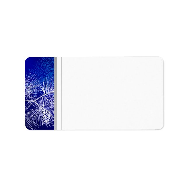Étiquette Adresse blanche de pin d'hiver bleu et blanc (Devant)