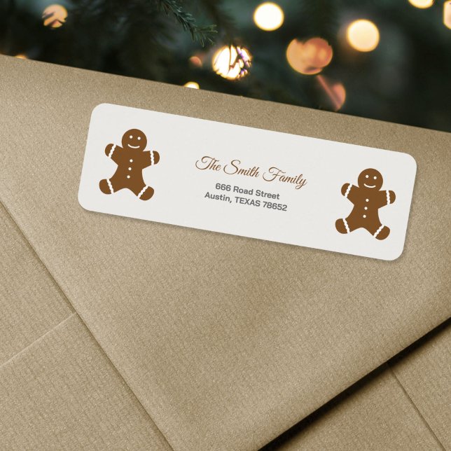 Étiquette Adresse Bonhomme en pain d'épice de Noël (Christmas Gingerbread Man Return Address Label)