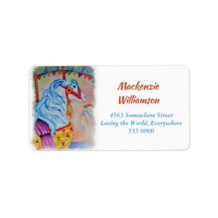 ÉTIQUETTE ADRESSE COLORÉE DE CHEVAL DE CARROUSEL