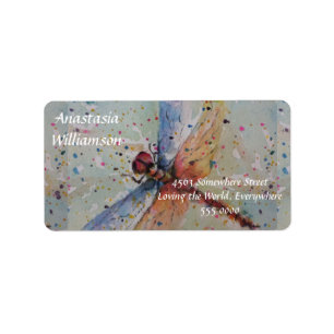 ÉTIQUETTE ADRESSE COLORÉE DE LIBELLULE D'ÉBLOUISSEMENT