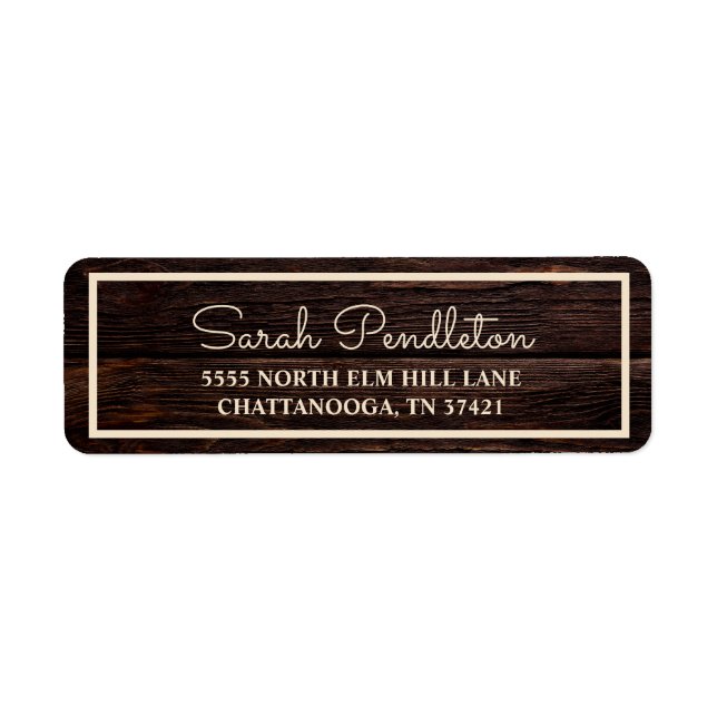 Étiquette Adresse Crème en Bois Rustique (Devant)
