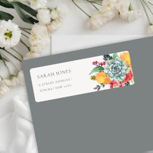 ÉTIQUETTE ADRESSE D'ALLURE BOHÉMIENNE D'ANTLER SUCCULTE FLOR