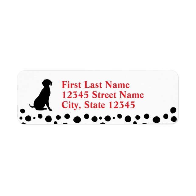 Étiquette Adresse d'anniversaire de chien à imprimé dalmate (Devant)