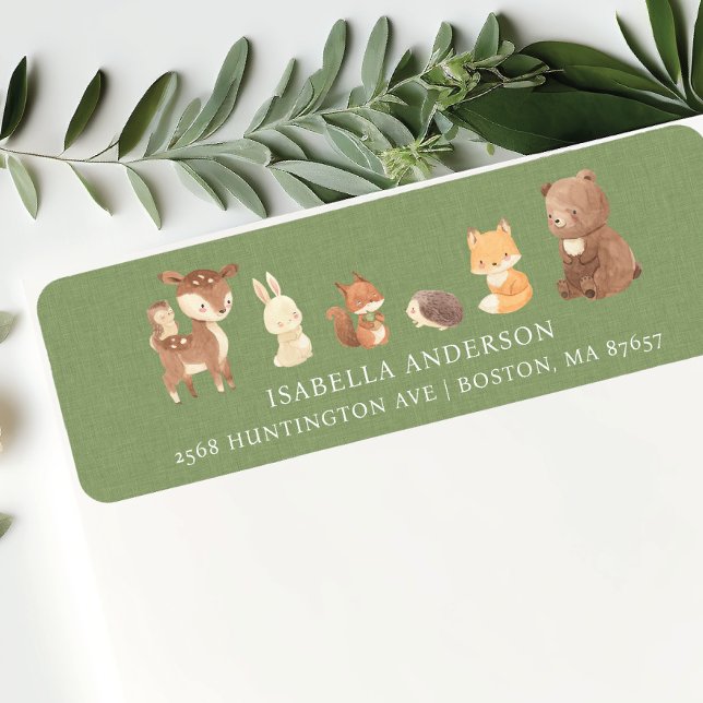Étiquette Adresse de Baby shower de forêt enchantée (Créateur téléchargé)