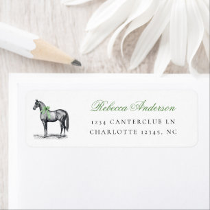 Étiquette Adresse de Baby Shower élégante vintage verte Chev
