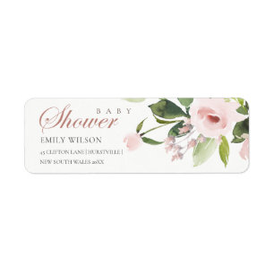 ÉTIQUETTE ADRESSE DE BABY SHOWER ROSE ROSE ROSE DOUCE DOUCE