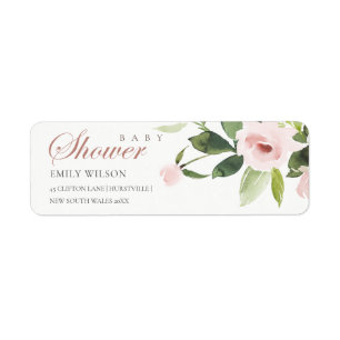 ÉTIQUETTE ADRESSE DE BABY SHOWER ROSE ROSE ROSE DOUCE DOUCE