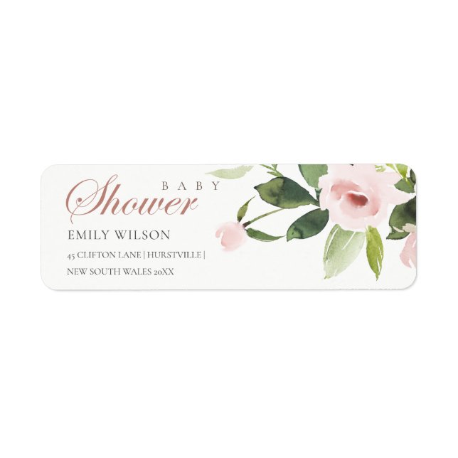 ÉTIQUETTE ADRESSE DE BABY SHOWER ROSE ROSE ROSE DOUCE DOUCE (Devant)