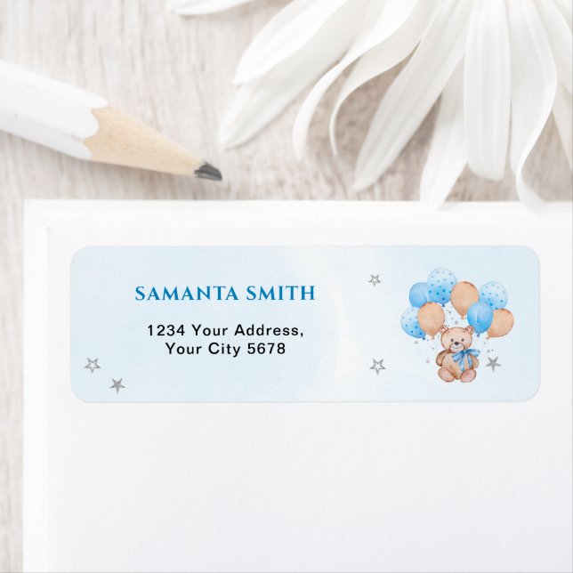 Étiquette Adresse de Baby Shower Teddy Bear (En situation)