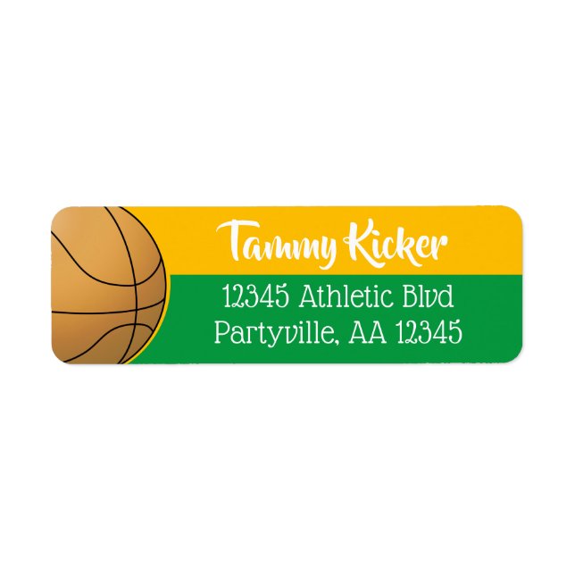 Étiquette Adresse de basket-ball Green & Gold (Devant)