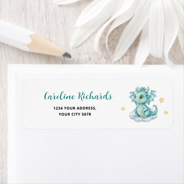 Étiquette Adresse de bébé dragon (En situation)