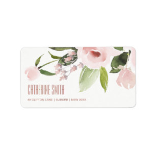 ÉTIQUETTE ADRESSE DE BUNCH FLORALE ROSE ROSE BLANC SOUS-COUL