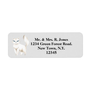 Étiquette Adresse de chat blanc perse