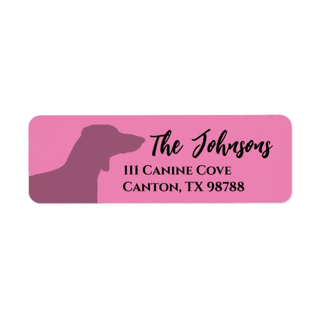 Étiquette Adresse de chien de Dachshund rose drôle (Devant)