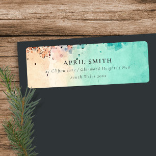 Étiquette ADRESSE DE COULEUR D'EAU ROCK DE SABLE BLEU turquo