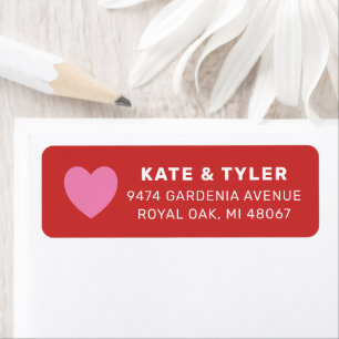 Étiquette Adresse de couple Saint-Valentin Cœur Rose Rouge