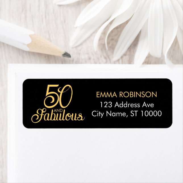 Étiquette Adresse de fête d'anniversaire "50 ans et fabuleux (En situation)