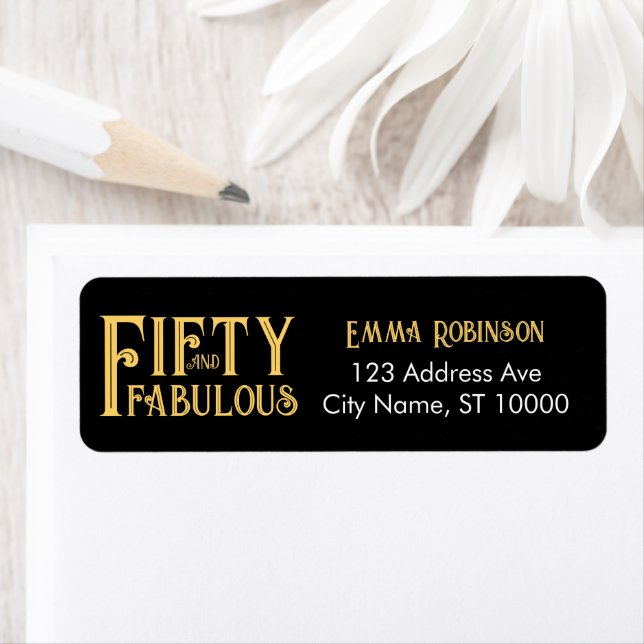 Étiquette Adresse de fête d'anniversaire "50 ans et fabuleux (En situation)