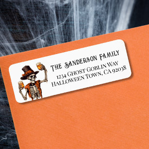 Étiquette Adresse de fête d'Halloween de squelette effrayant