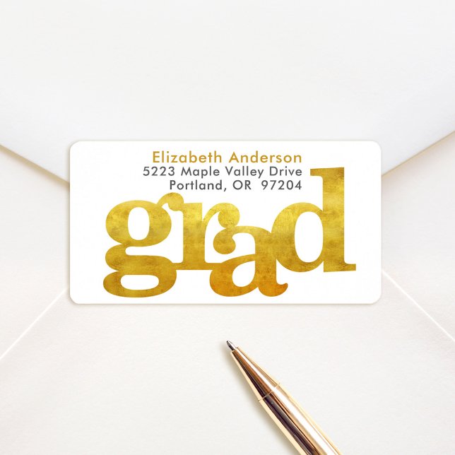 Étiquette Adresse de fin d'études en typographie moderne gra (Créateur téléchargé)