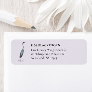 Étiquette Adresse de Héron à l'aquarelle Vintage Oiseau Dess